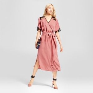 Women's Satin and Lace Midi Dress - Who What Wear